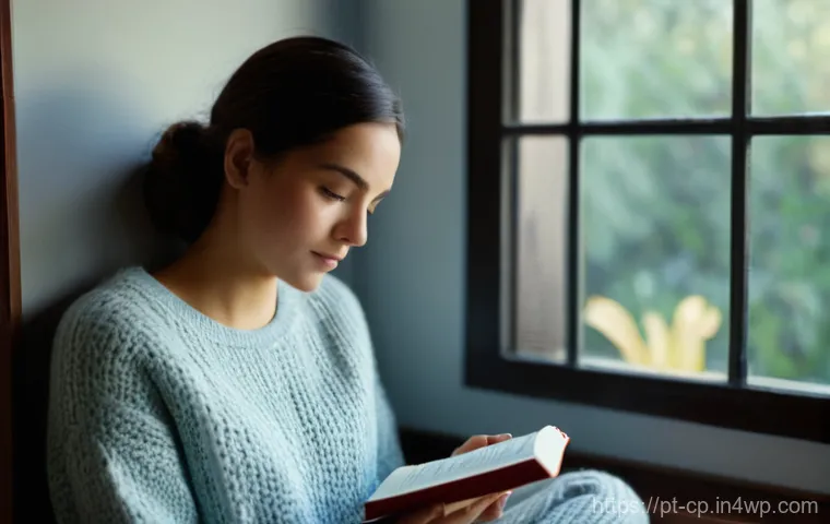 효율적인 자기 객관화 방법 - **Prompt:** A young adult woman, mid-20s, with a gentle, introspective expression, sitting comfortab...