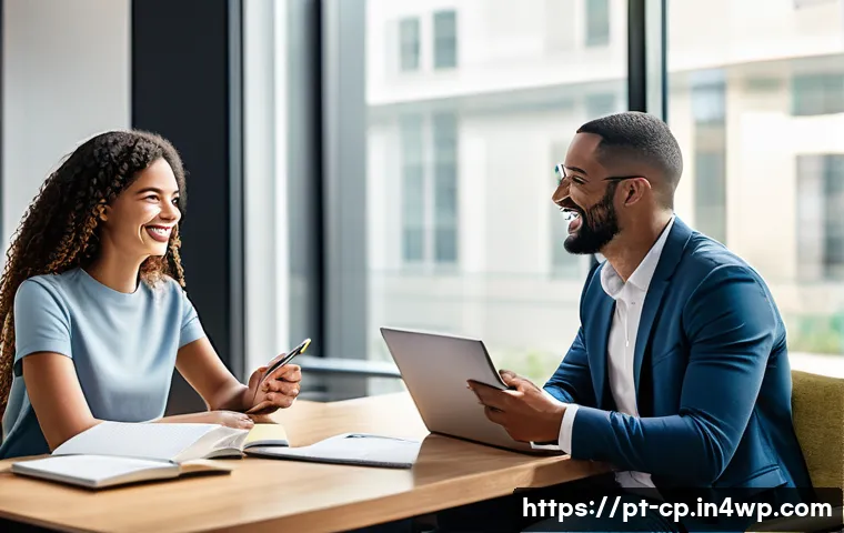 자기 객관화 능력 개발을 위한 피드백 문화 조성 - A diverse professional team engaged in a warm, open discussion in a modern Brazilian office environm...