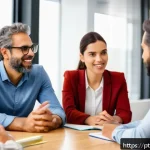 Home 19 자기 객관화를 위한 피드백 활용법 - A diverse group of professional adults in a modern office setting engaging in a constructive feedbac...